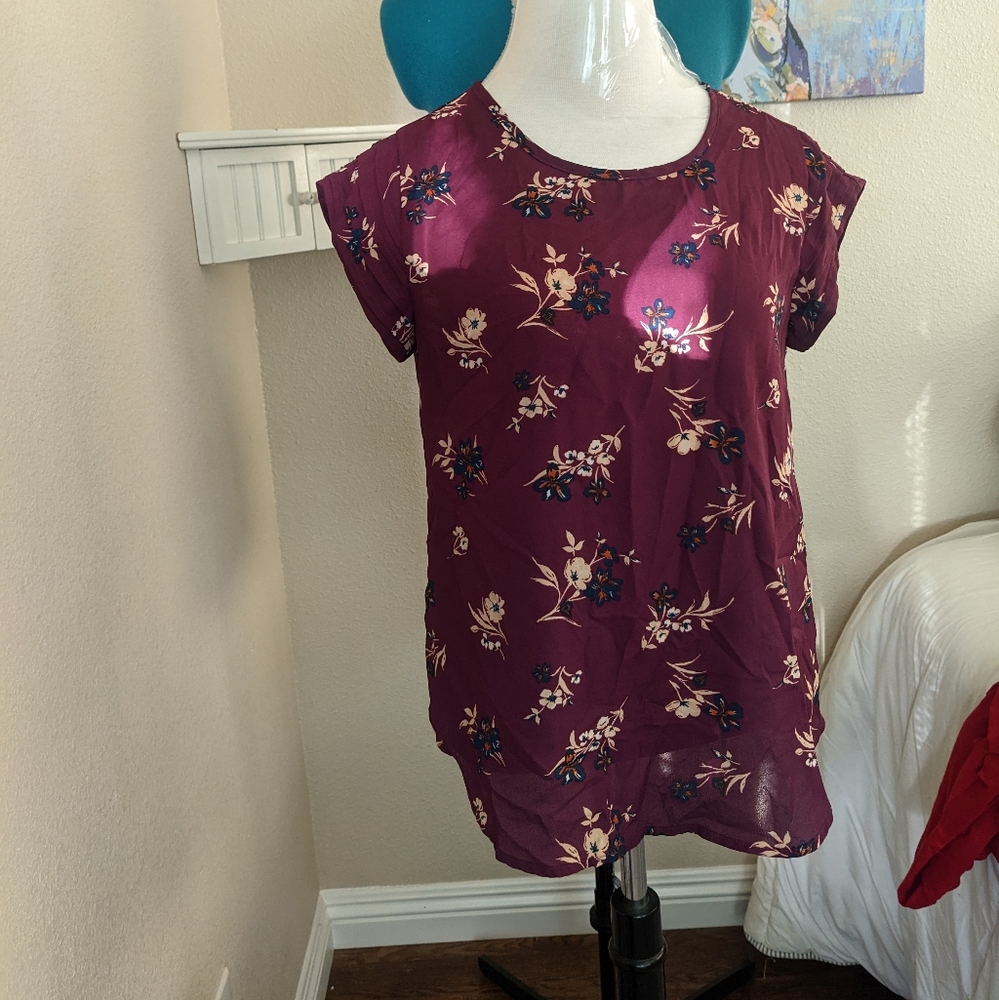 Lily White Floral Blouse Size Small #52